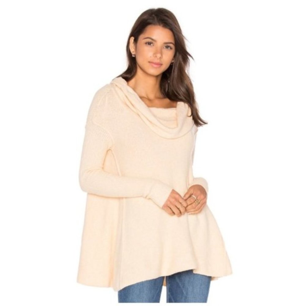 Free People Strawberry Fields Cream Cowl Neck Sweater